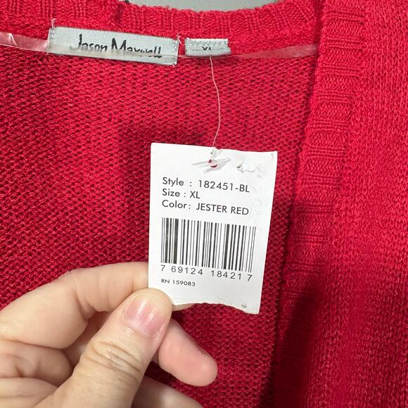 Jason Maxwell NWT Women's Red Tunic Length Cardigan Sweater - Size XL - Holiday - Picture 4 of 7